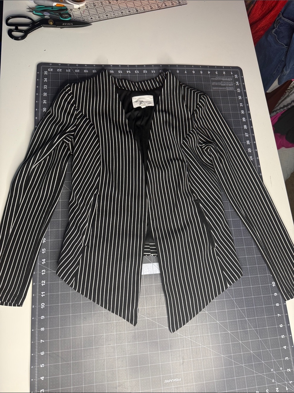 BCBGeneration Black Blazer with White Pinstripes